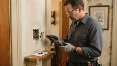 Electrician diagnoses a failing wall switch with a multimeter in an older New Orleans, LA home