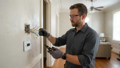 New Orleans, LA electrician assesses labeled thermostat control wires for compatible installation