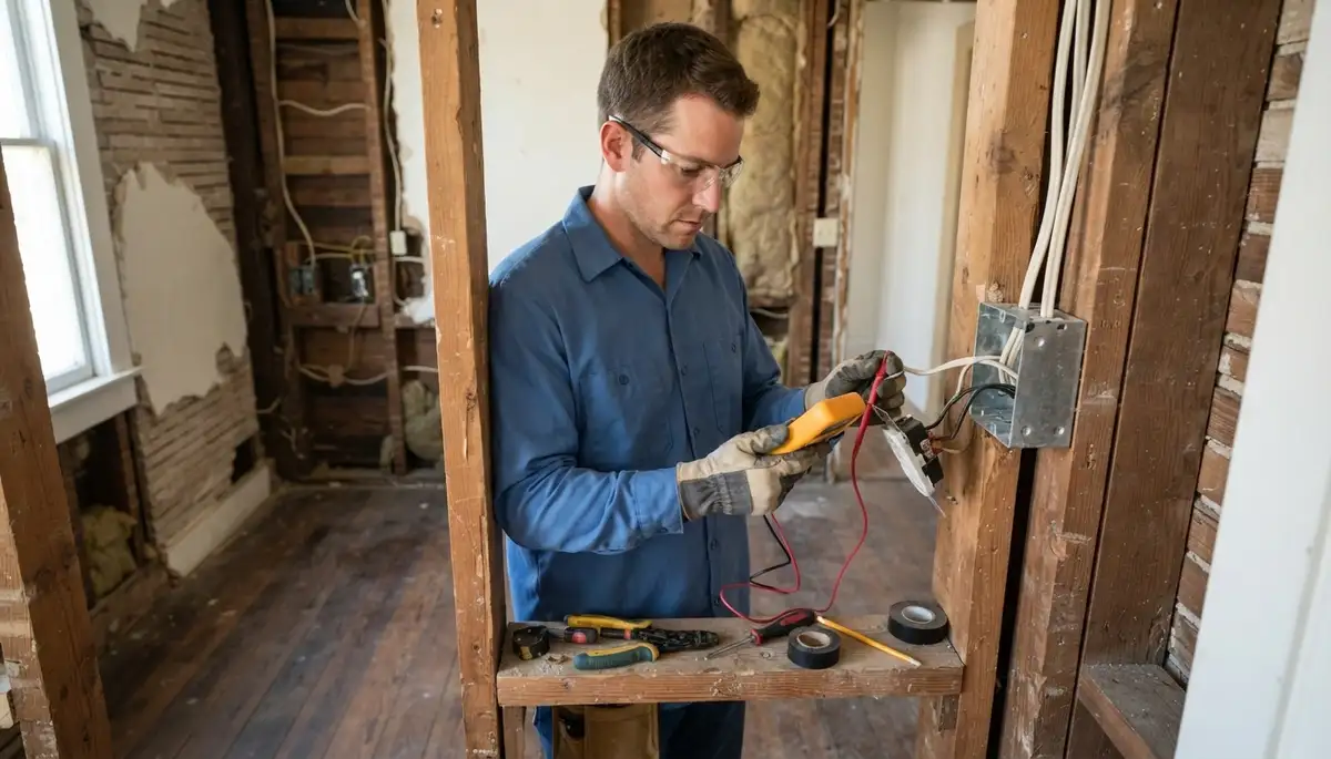 Electrician tests new wiring for continuity and polarity in New Orleans, LA