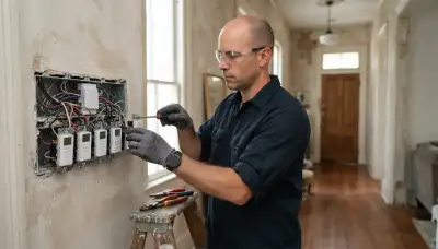 Electrician installing programmable dimmers and lighting controllers in a New Orleans, LA home