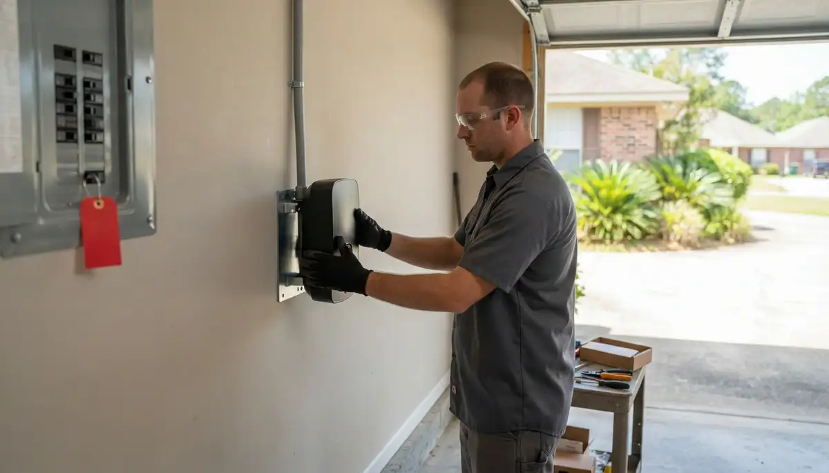 Electric vehicle charger installation in Ama, LA by a professional electrician