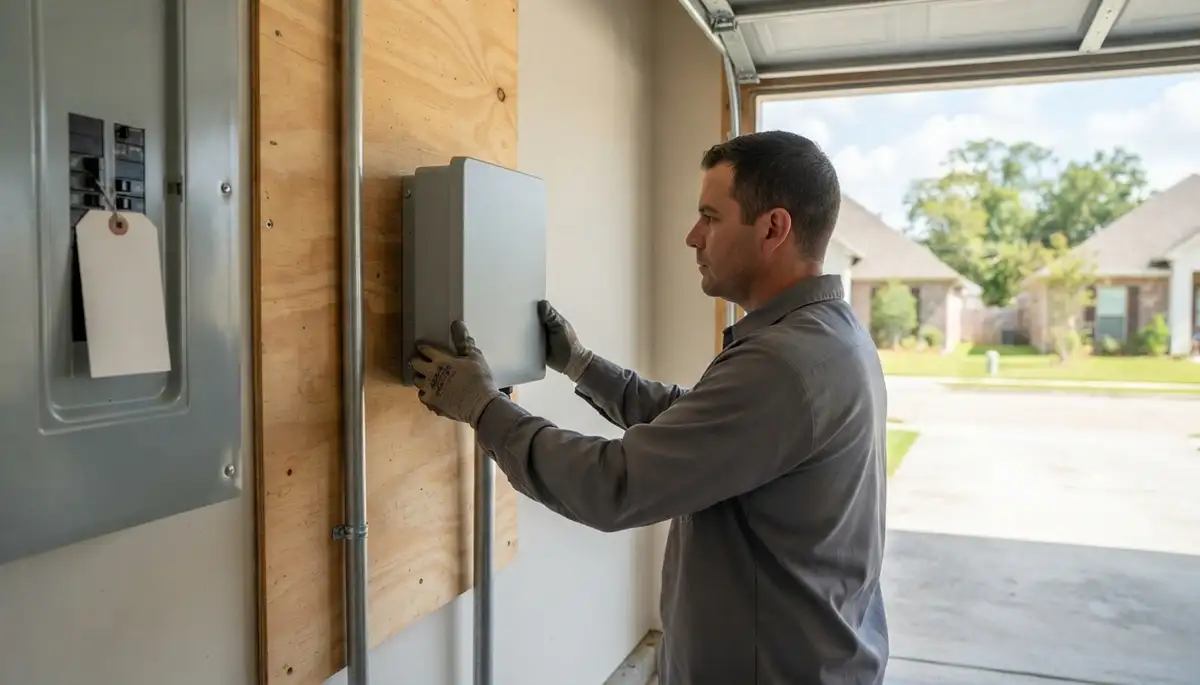 Electrician installing a home EV charger on a dedicated circuit in Boutte, LA