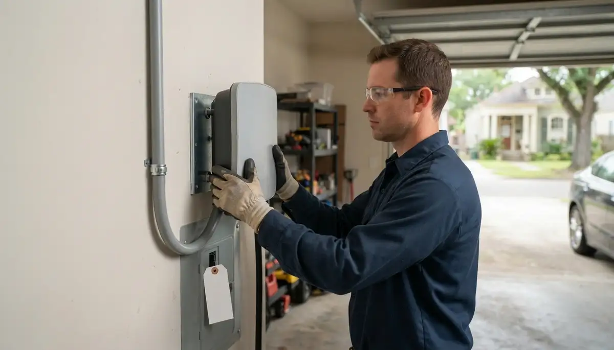 Electric vehicle charger installation with a dedicated 240-volt circuit in Chalmette, LA