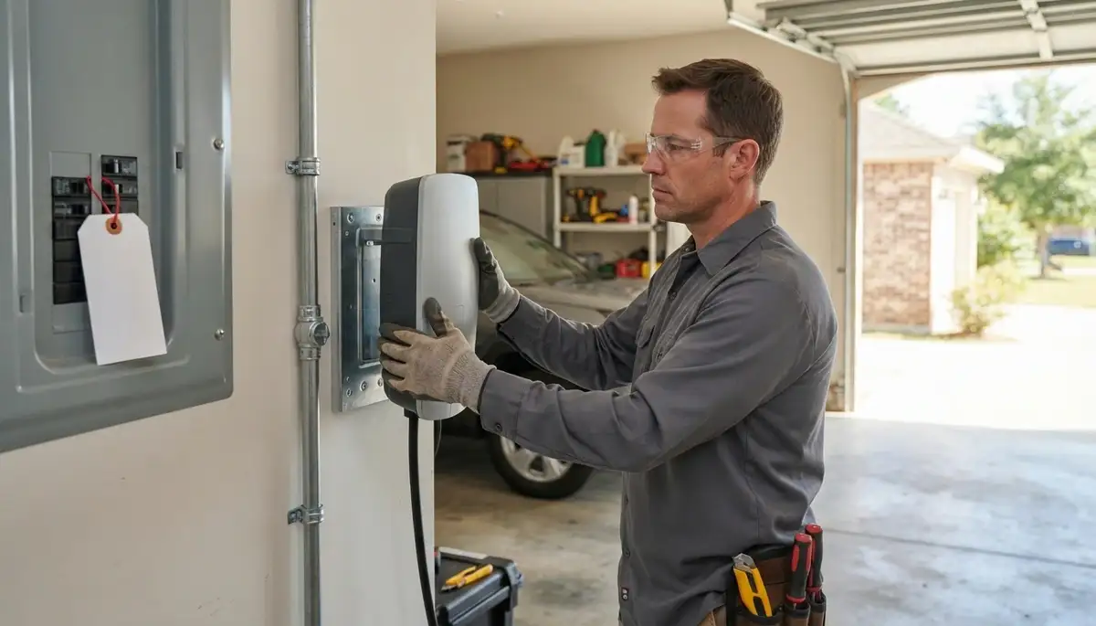 Home EV charger installation with dedicated circuit by a Gretna, LA electrician