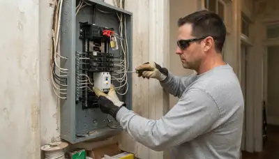 New Orleans electrician installing a GFCI breaker in a home's main electrical panel