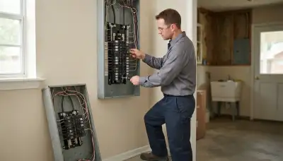 Electrician upgrading an older home’s electrical panel to 200-amp service in Harahan, LA