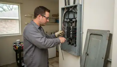 Electrician upgrading an older home's electrical panel in Meraux, LA for safer modern power demands