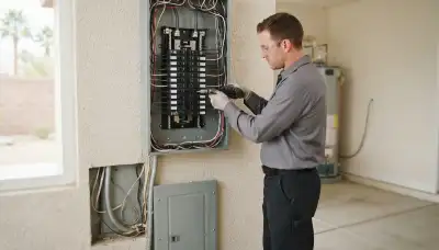 Electrician upgrading an older home's electrical panel to 200 amps in Norco, LA
