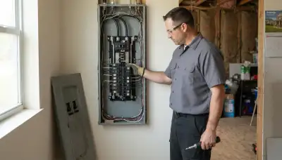 Electrician upgrading an older home's electrical panel from 100 to 200 amps in Westwego, LA