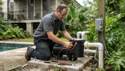 New Orleans, LA electrician installing and bonding a pool pump with a grounding lug