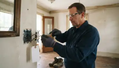 Electrician replacing a wall switch with secure wire connections in a New Orleans, LA home