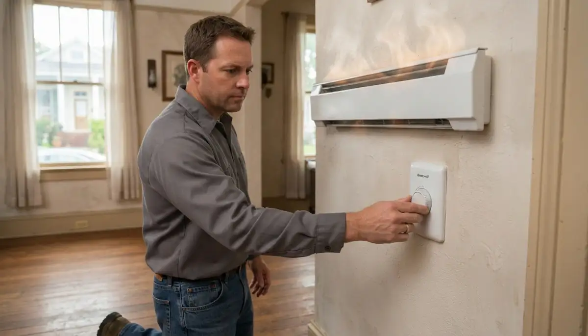 Technician adjusts an electric heater thermostat to verify heat output in New Orleans, LA