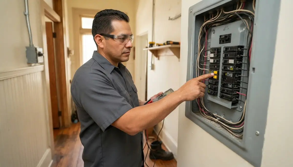 New Orleans, LA electrician presses test button on newly installed GFCI breaker