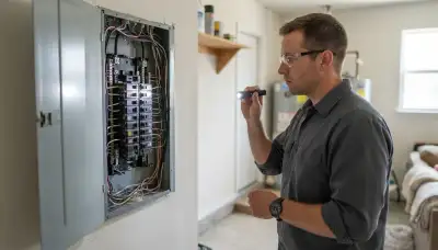 Electrician performing a whole-home electrical inspection of panels, wiring, and outlets in Belle Chasse, LA